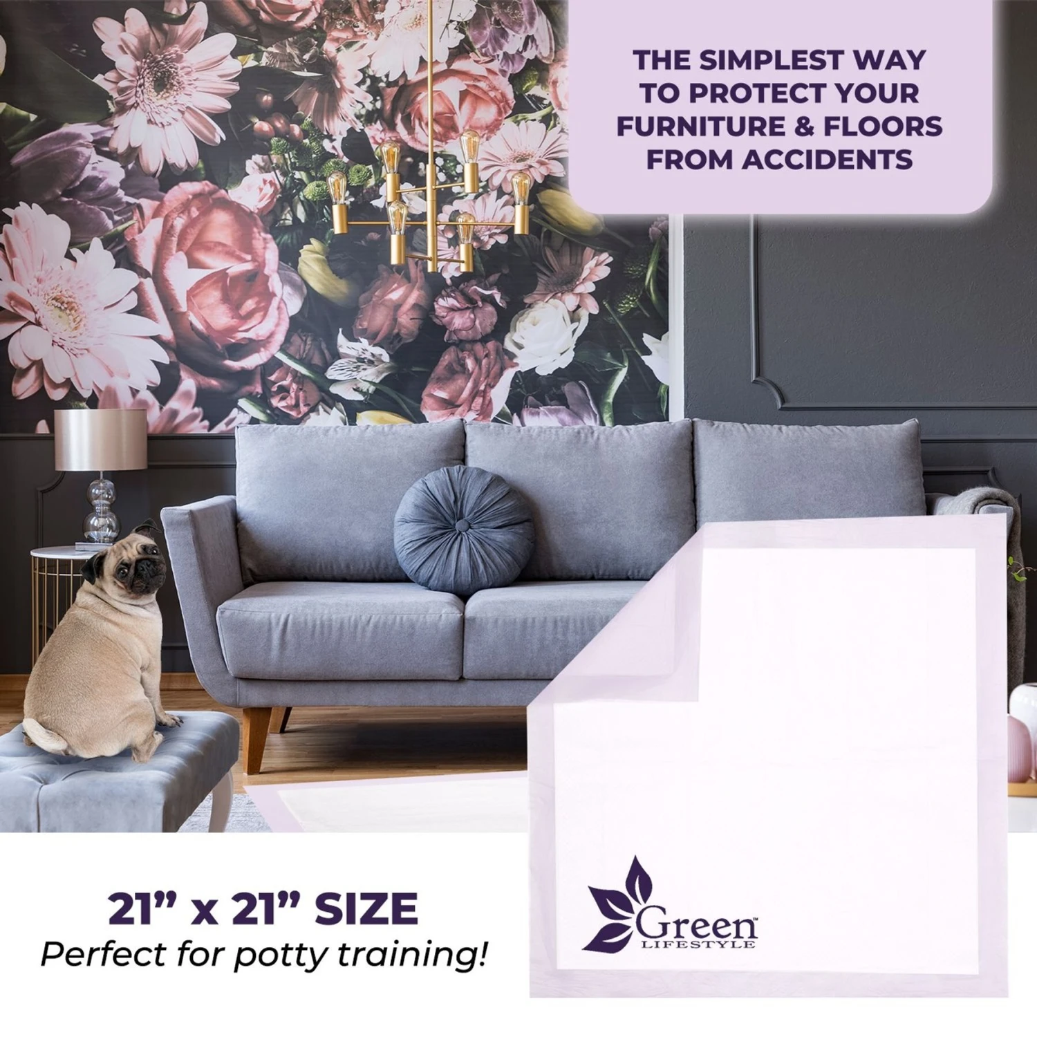 Green Lifestyle Disposable Lavender Scented Dog & Cat Pee Pads, 100 Count - Image 7