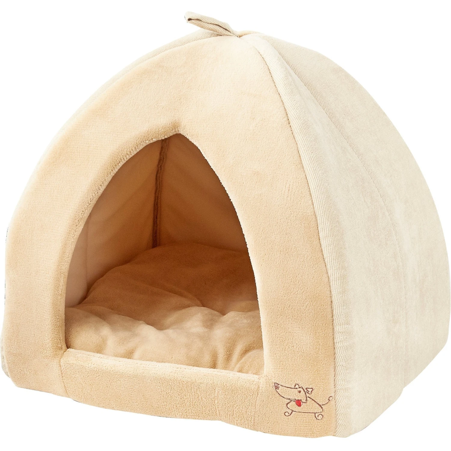 Best Pet Supplies Fleece Tent Covered Cat & Dog Bed, Tan - Image 3