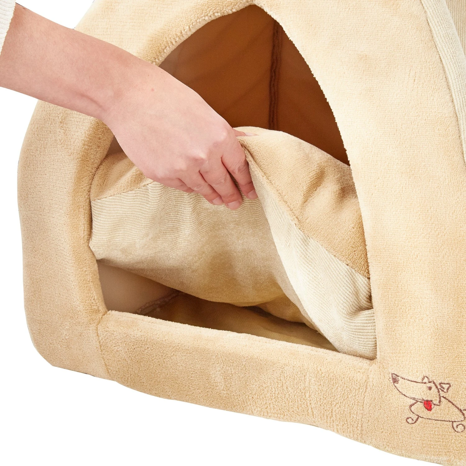 Best Pet Supplies Fleece Tent Covered Cat & Dog Bed, Tan - Image 7
