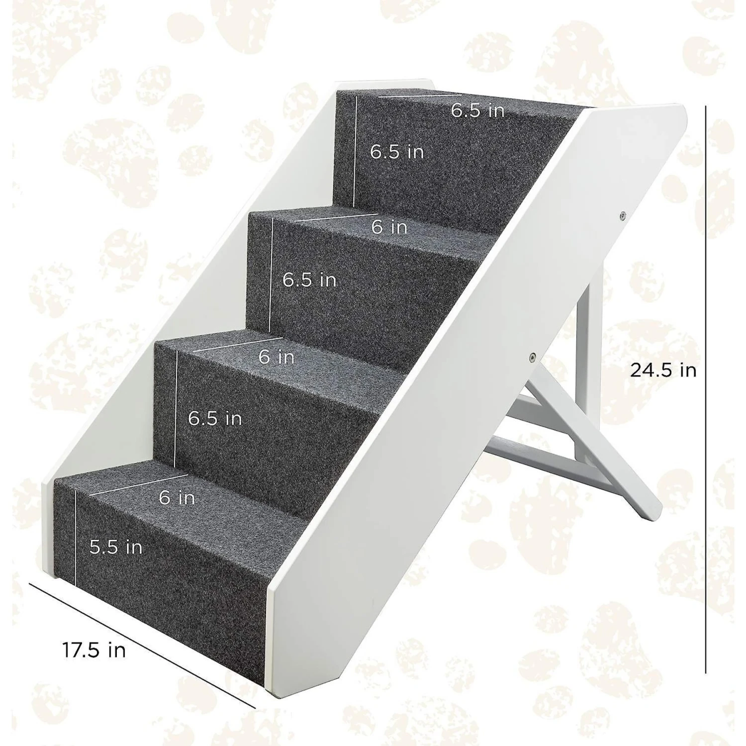 Arf Pets Foldable Dog & Cat Stairs, White - Image 4