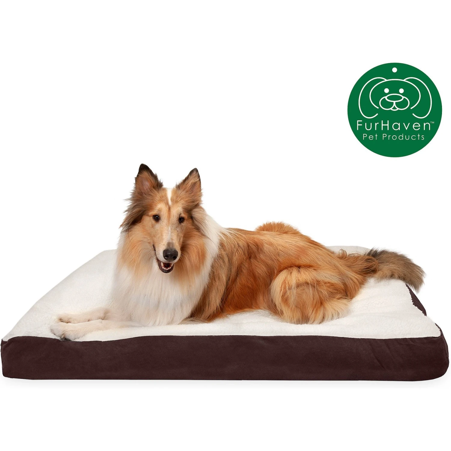 FurHaven Faux Sheepskin & Suede Deluxe Pillow Cat & Dog Bed With Removable Cover - Image 2