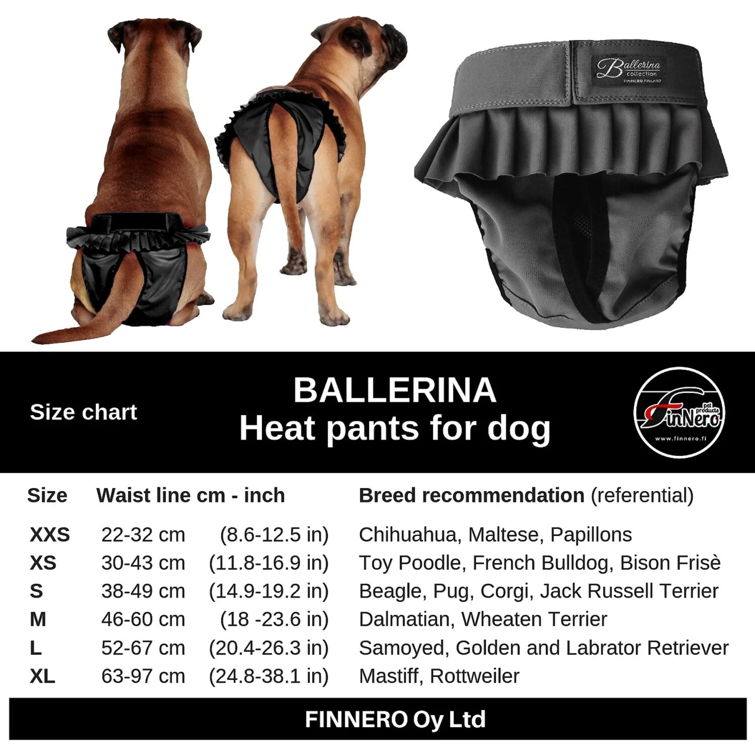 FinNero Ballerina Washable Female Heat Dog Diaper - Image 7