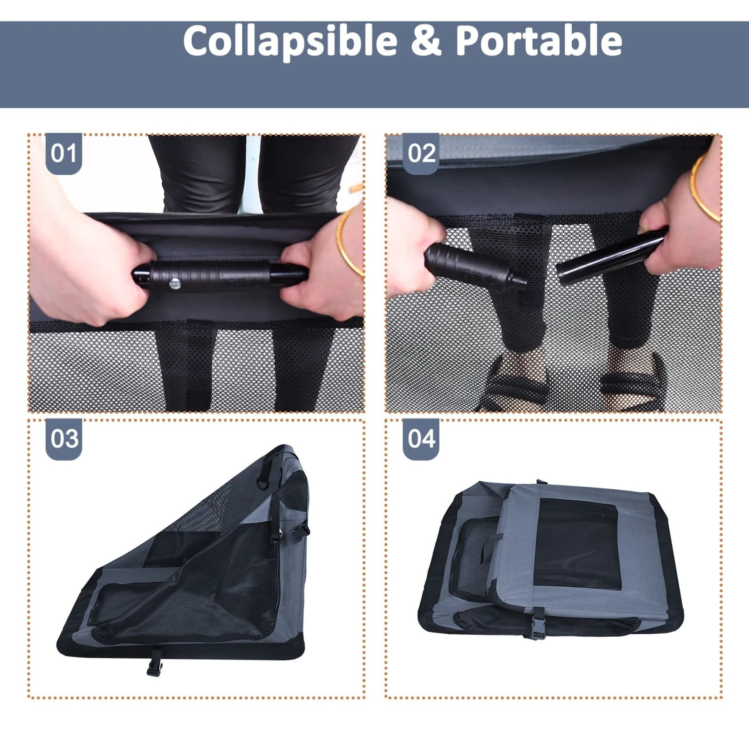 Jespet 3-Door Collapsible Soft-Sided Dog Crate - Image 5