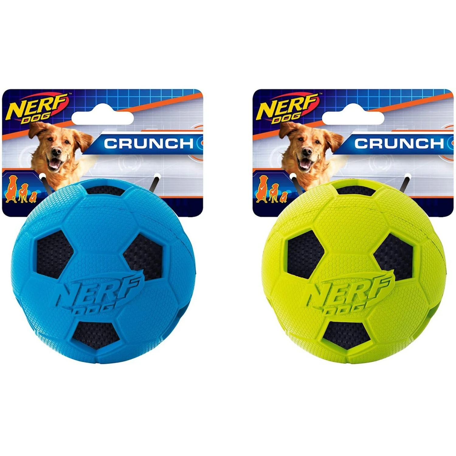 Nerf Dog Crunch Soccer Ball Dog Toy, 2 Count