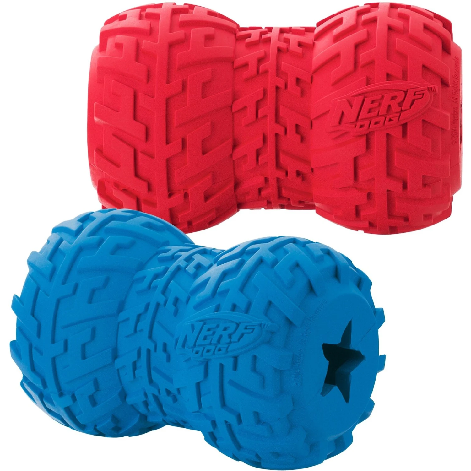 Nerf Dog Feeder Tire Dog Toy, Blue/Red, 2 Count - Image 2