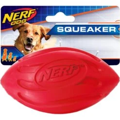 Nerf Dog Squeaker Wave Football Dog Toy, 5.5-in