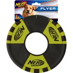 Nerf Dog Flyer Trackshot Toss Tug Ring Dog Toy, 9-in