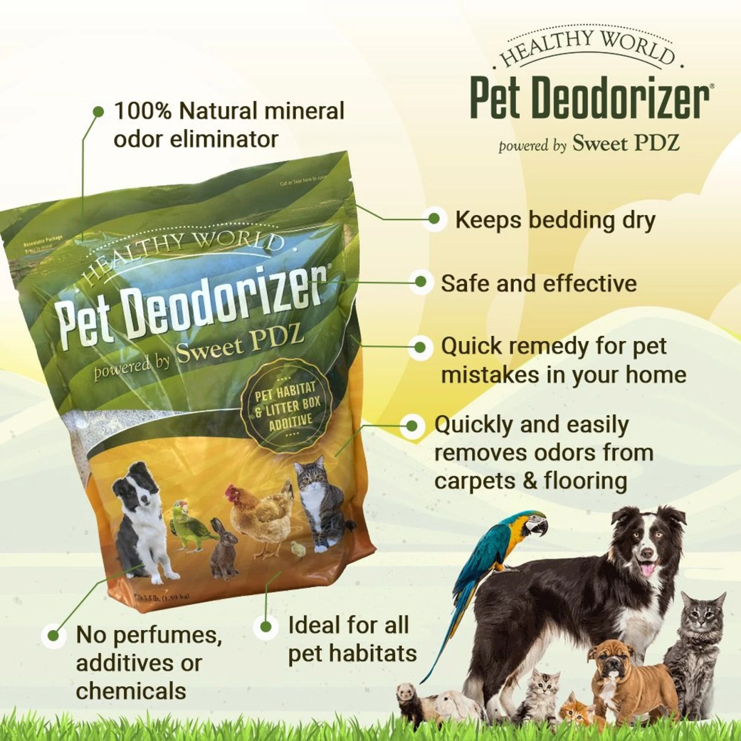 Healthy World Odor Control Pet Deodorizer, 3.5-lb Bag - Image 2