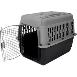 Aspen Pet Traditional Dog & Cat Kennel, Gray/Black
