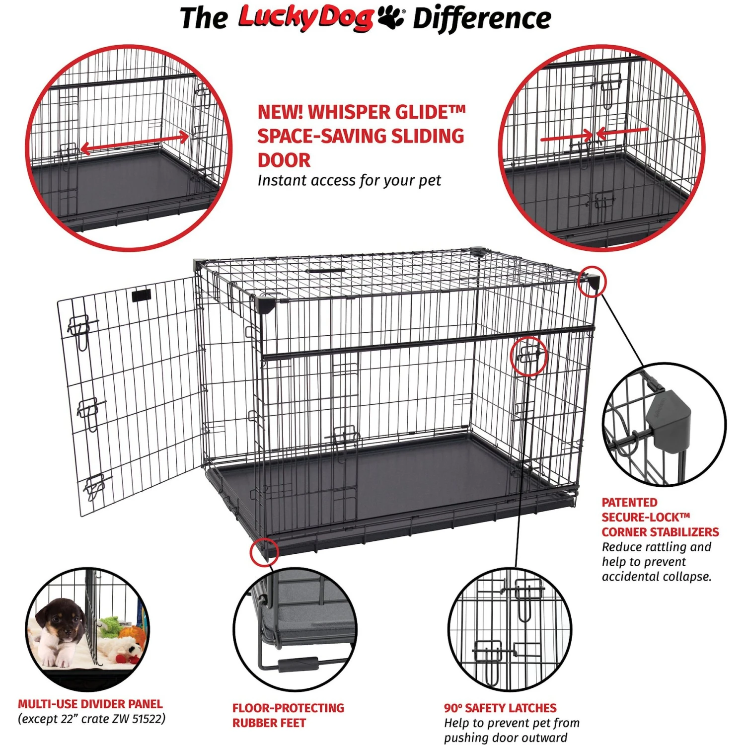 Lucky Dog Sliding Double Door Wire Dog Crate - Image 7