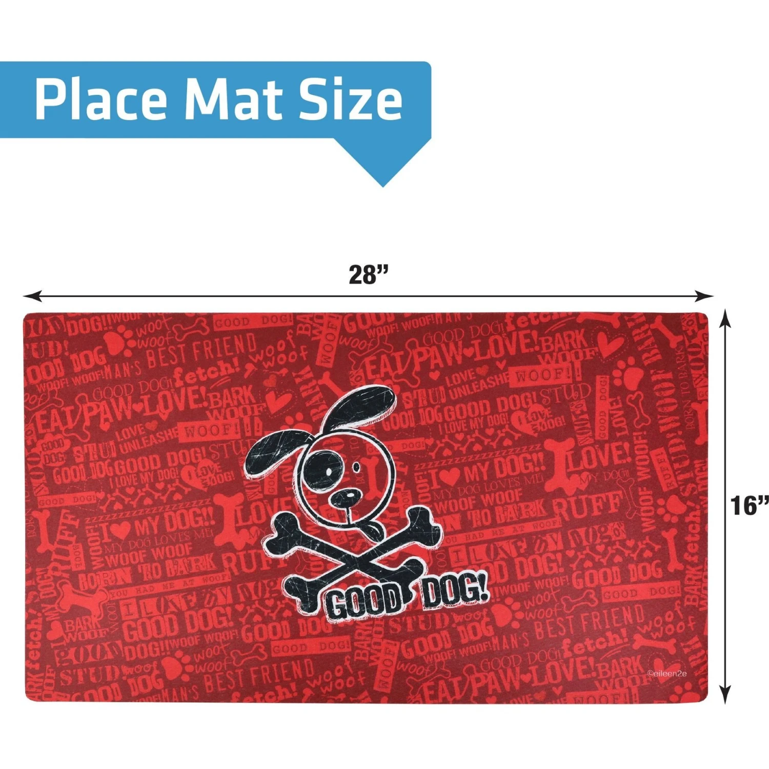 Drymate Red Good Dog Cross Bones Dog Bowl Place Mat - Image 2