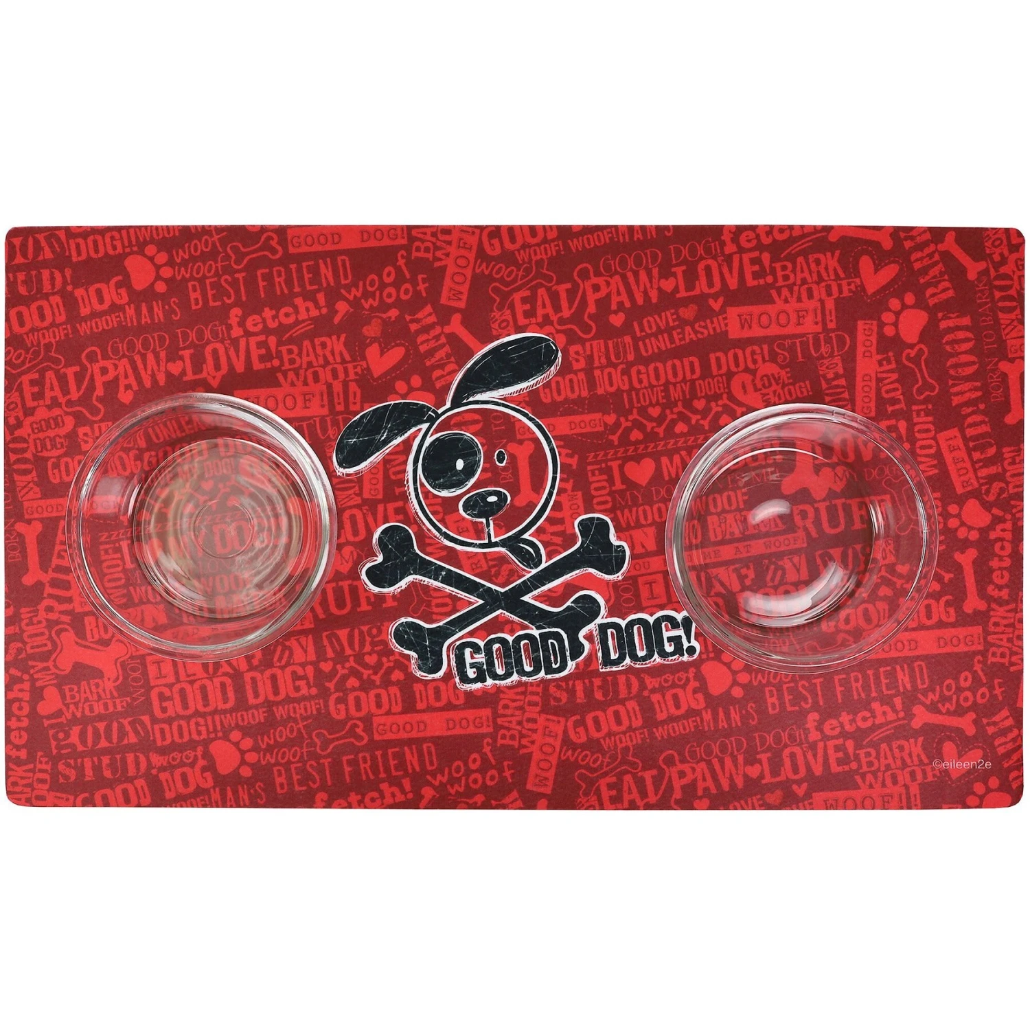 Drymate Red Good Dog Cross Bones Dog Bowl Place Mat - Image 3
