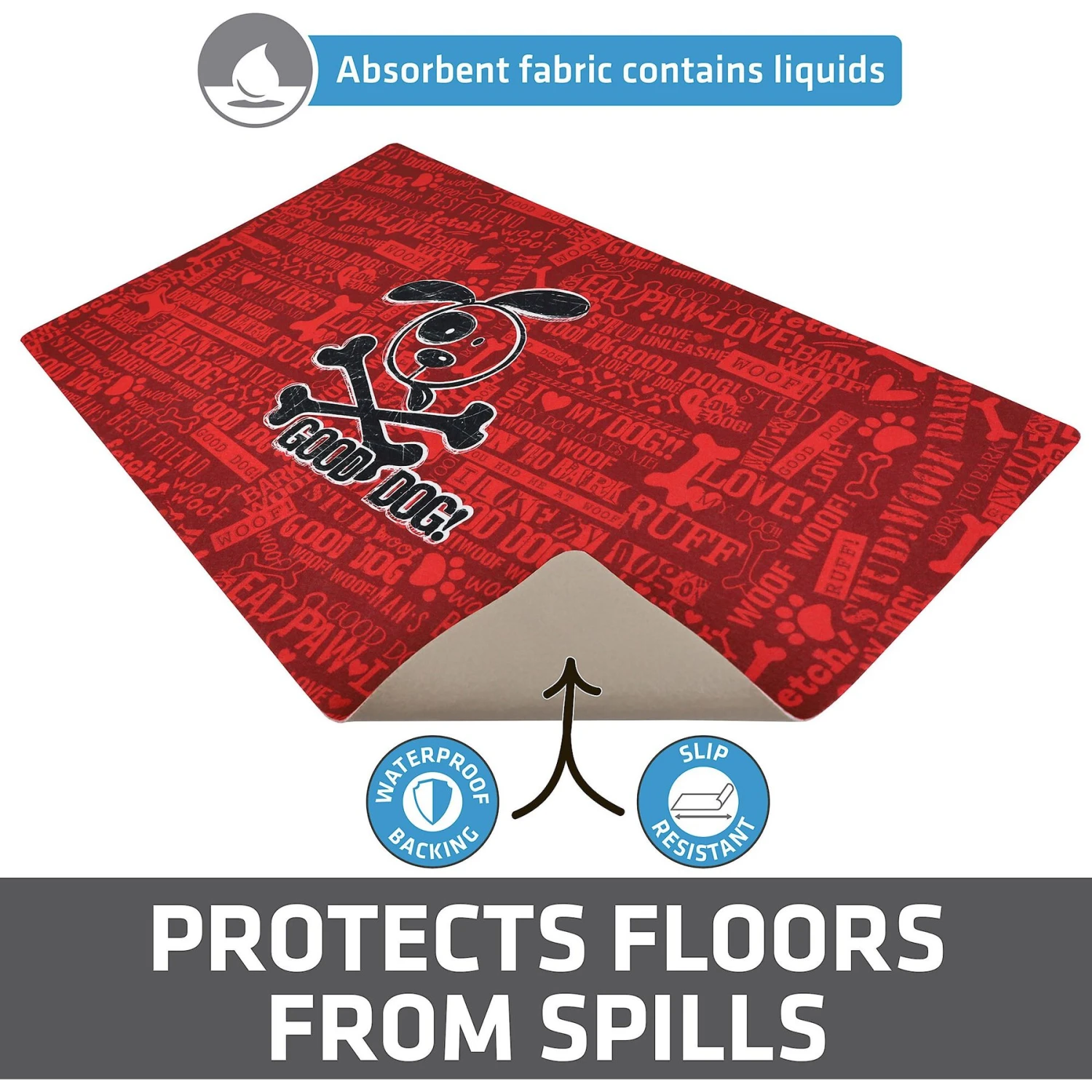 Drymate Red Good Dog Cross Bones Dog Bowl Place Mat - Image 4