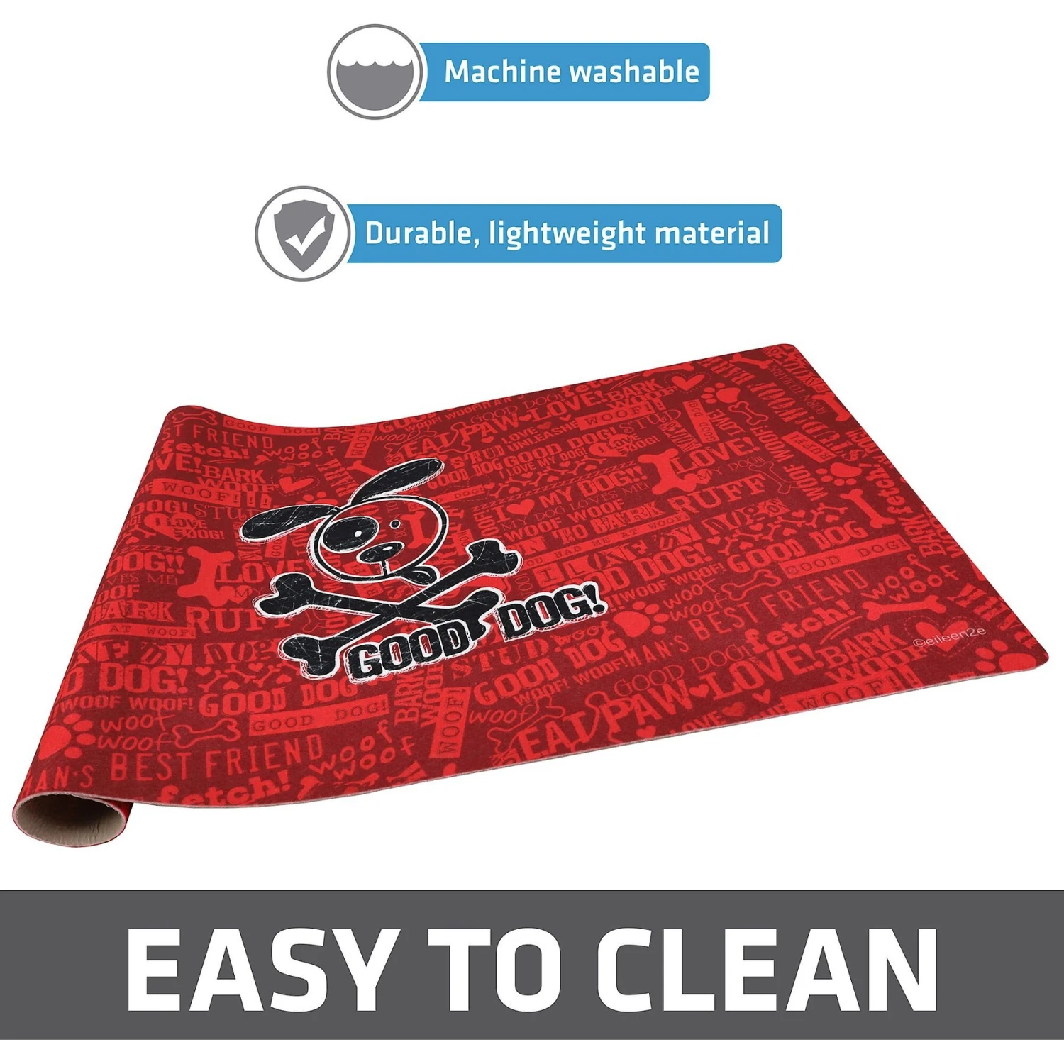 Drymate Red Good Dog Cross Bones Dog Bowl Place Mat - Image 5