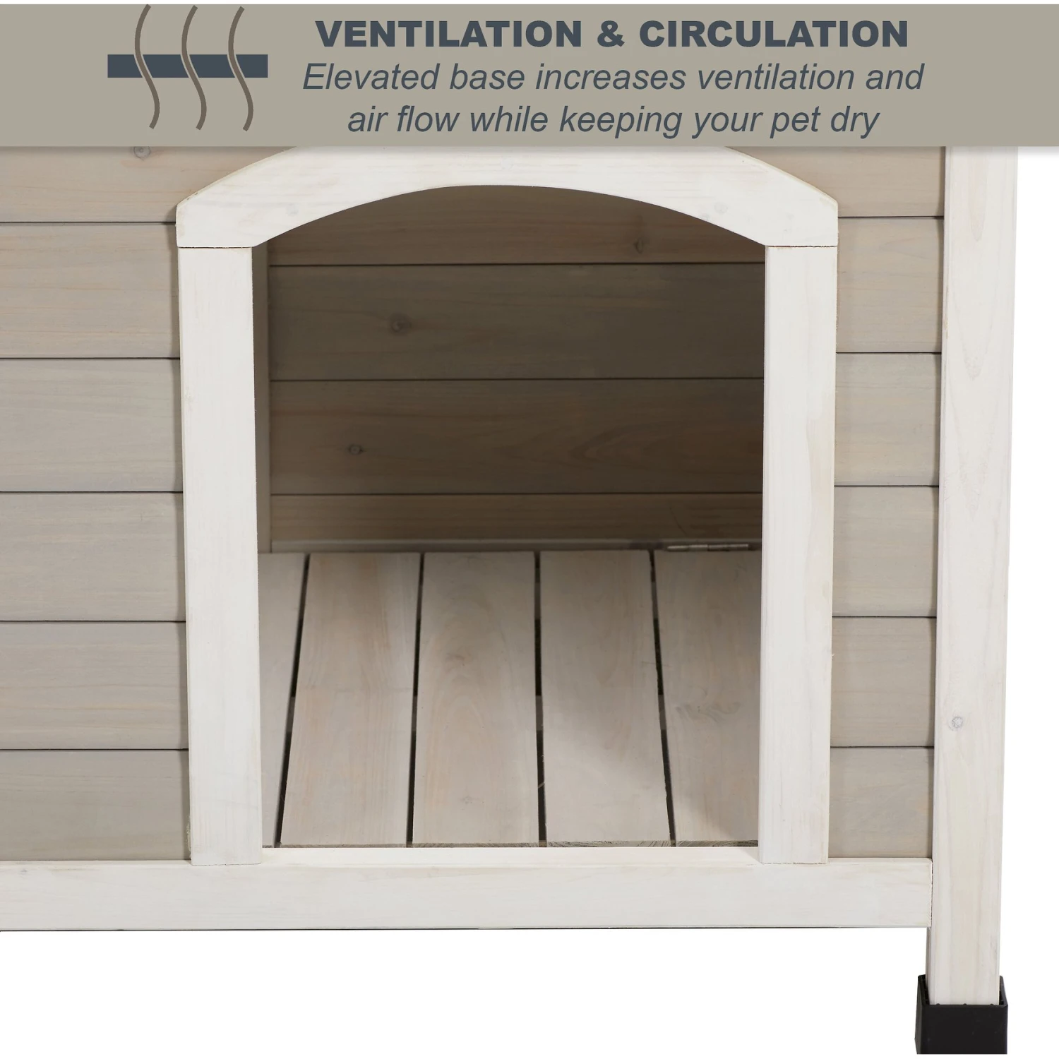 MidWest Eillo Folding Outdoor Wood Dog House, Beige - Image 7