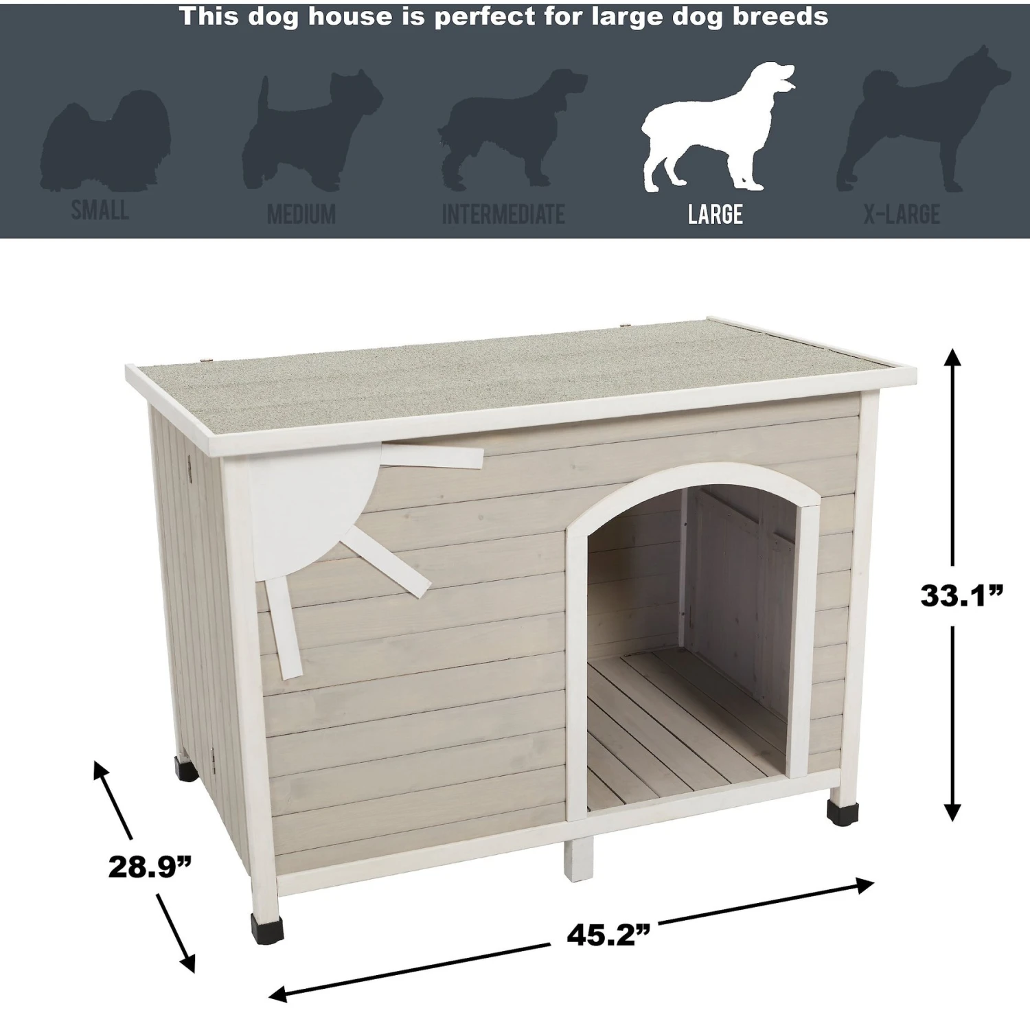 MidWest Eillo Folding Outdoor Wood Dog House, Beige - Image 8