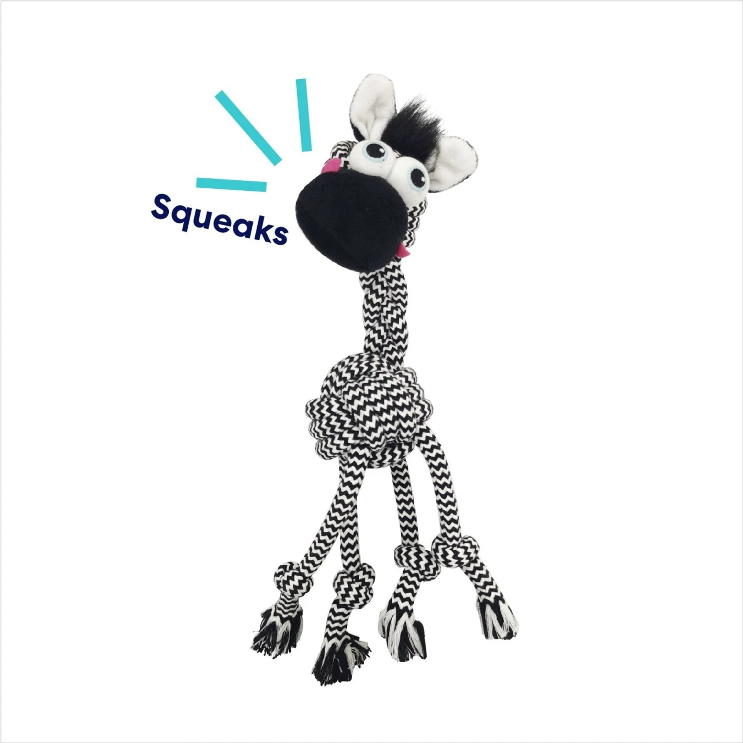 Frisco Zebra Rope Squeaky Dog Toy - Image 3