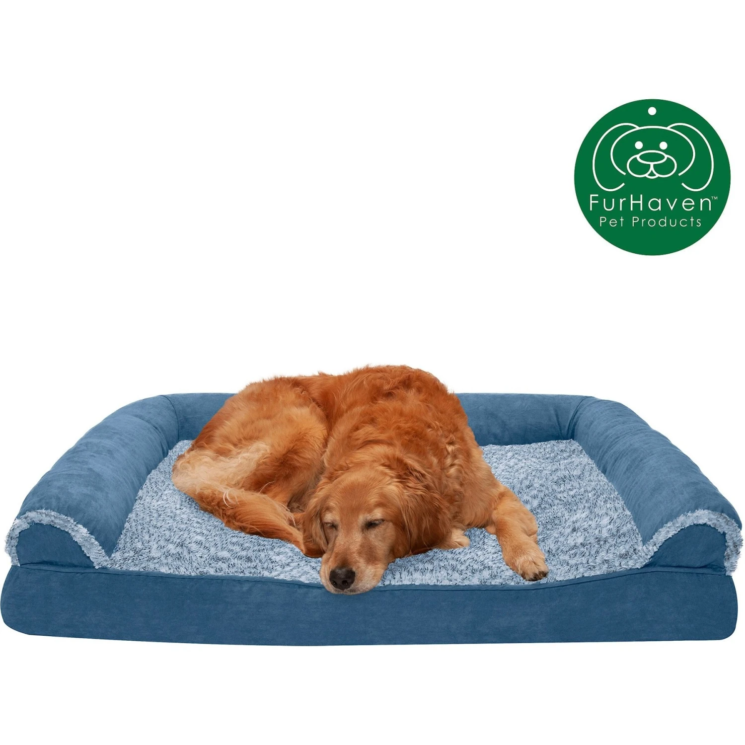 FurHaven Faux Fur & Suede Cooling Gel Sofa Dog & Cat Bed - Image 4