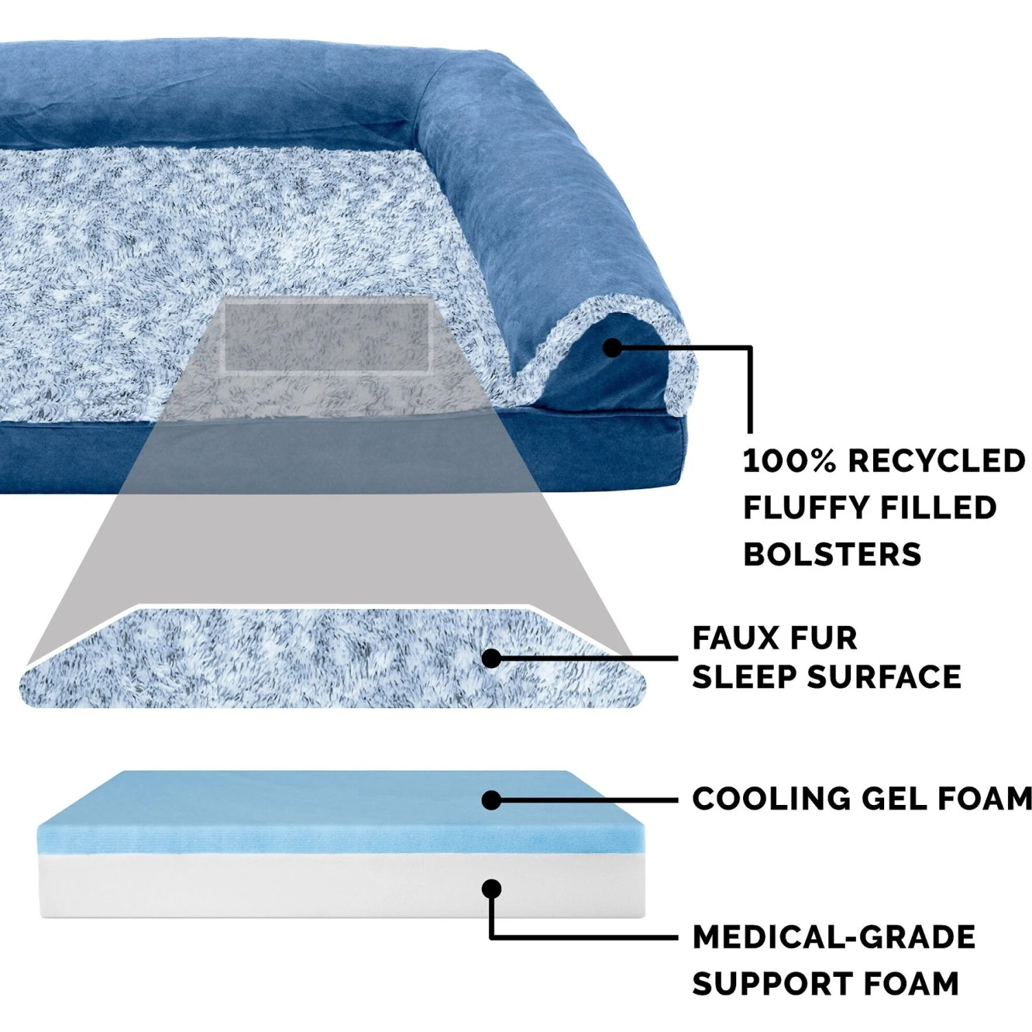FurHaven Faux Fur & Suede Cooling Gel Sofa Dog & Cat Bed - Image 6