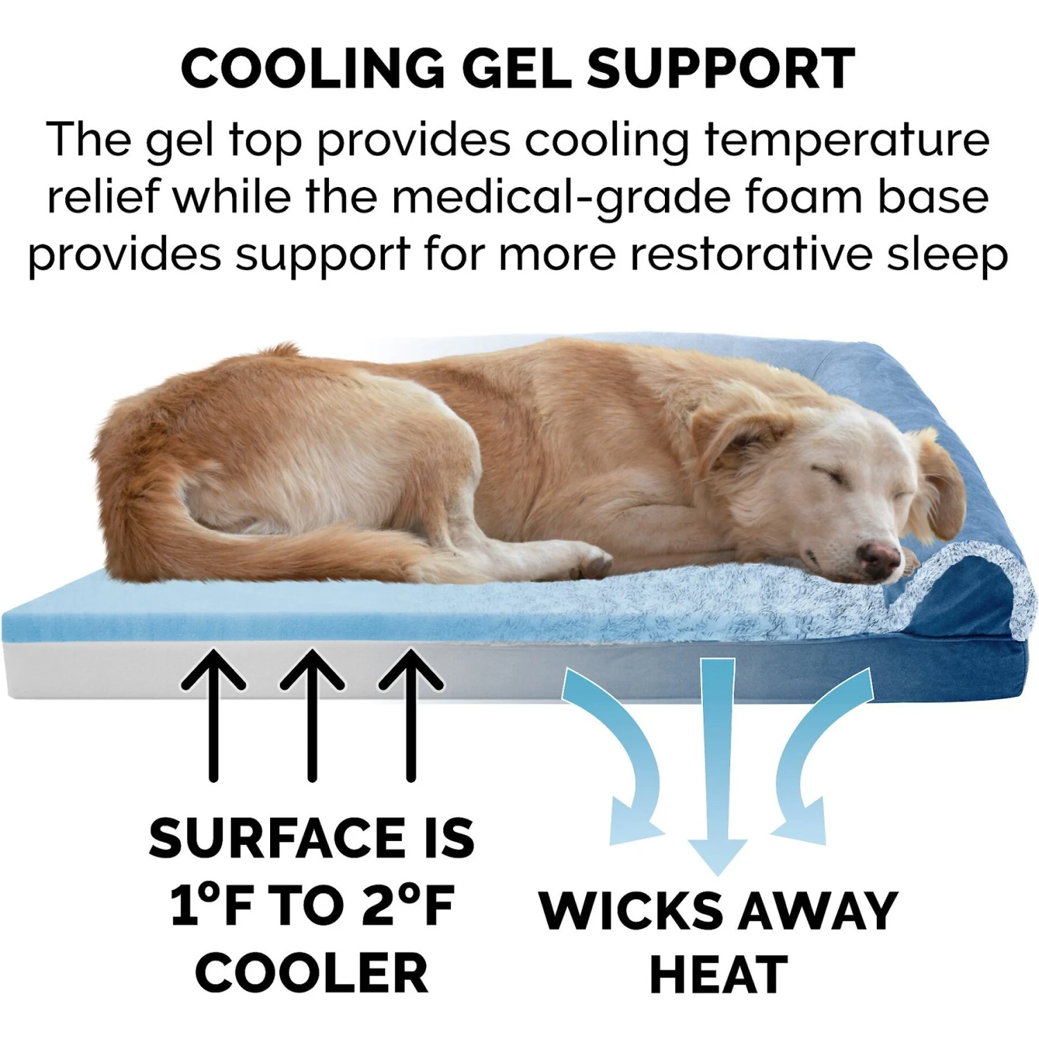 FurHaven Faux Fur & Suede Cooling Gel Sofa Dog & Cat Bed - Image 7