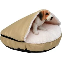 HappyCare Textiles Durable Oxford To Sherpa Pet Cave Covered Cat & Dog Bed With Removable Cover