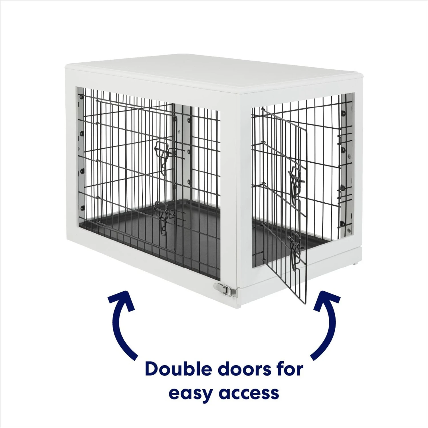 Frisco Double Door Furniture Style Dog Crate, White - Image 3