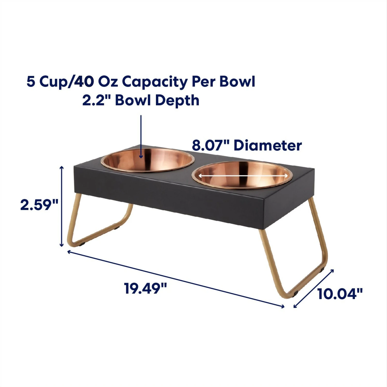 Frisco Copper Stainless Steel Elevated Foldable Double Dog & Cat Bowls - Image 2