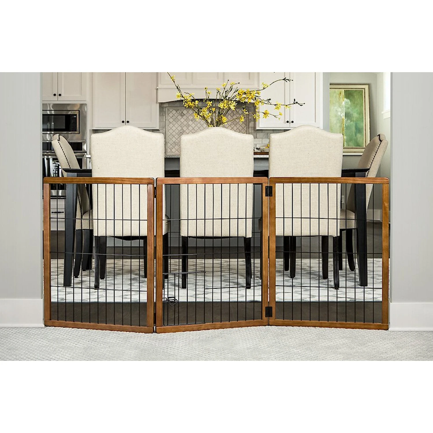 Carlson Pet Products 28-in Extra Tall Freestanding Dog Gate, Brown, Large - Image 2