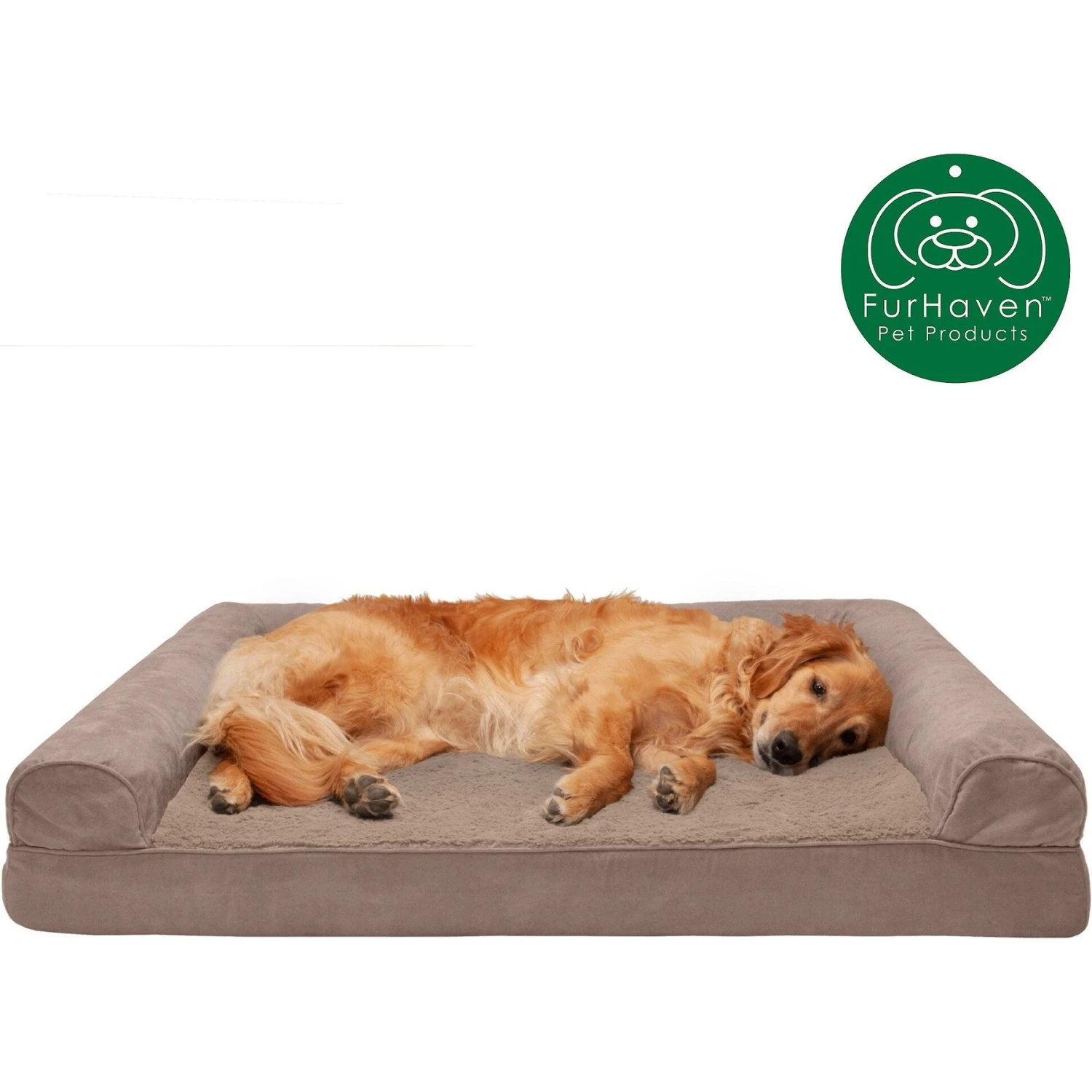 FurHaven Plush & Suede Cooling Gel Bolster Dog Bed With Removable Cover - Image 4
