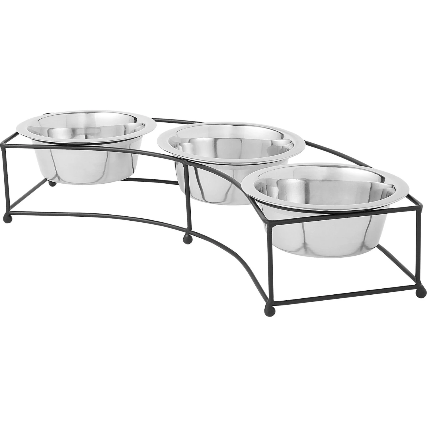 Frisco Multi Pet Feeding 3-Bowls Curved Stainless Steel Dog & Cat Bowl