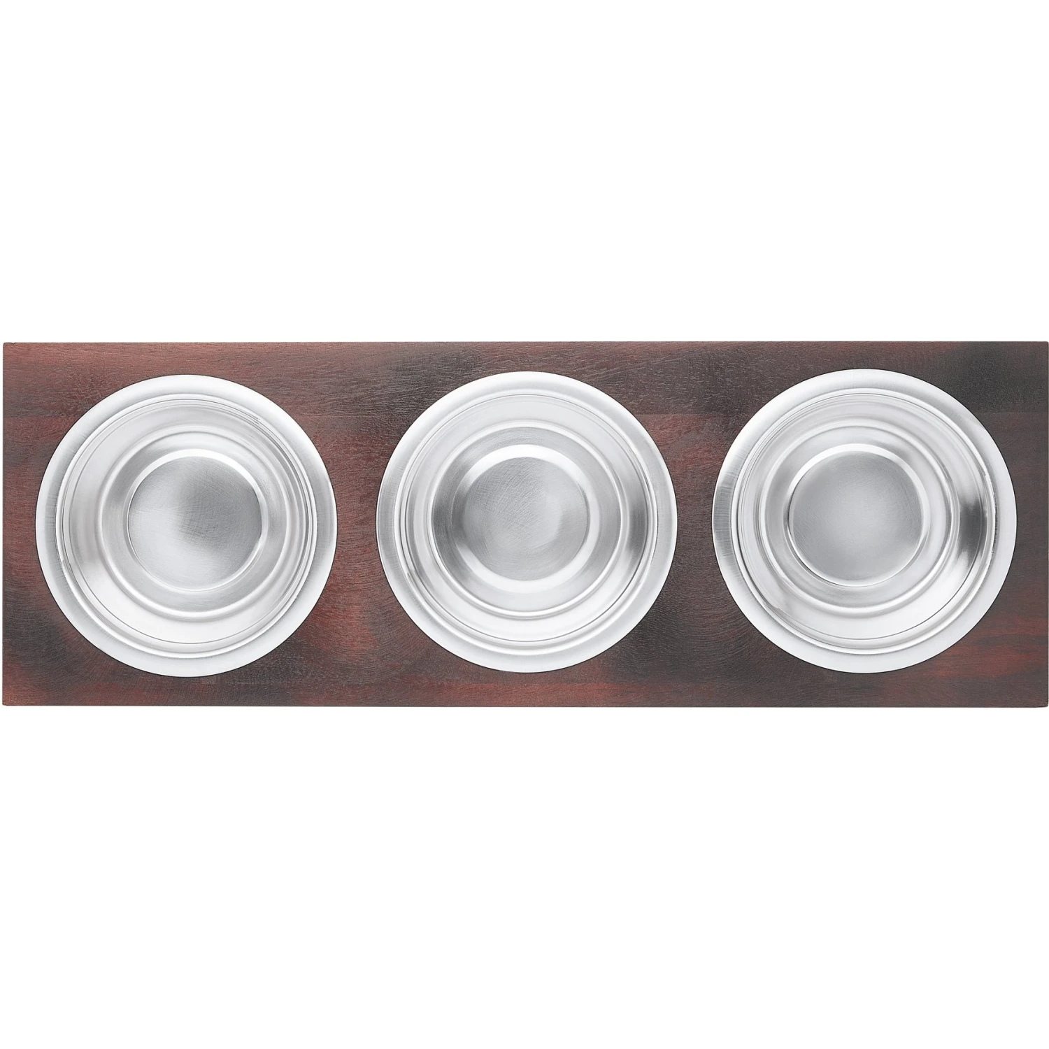 Frisco Multi Pet Feeding 3-Bowls Wood Stainless Steel Dog & Cat Bowl, Dark Wooden - Image 4