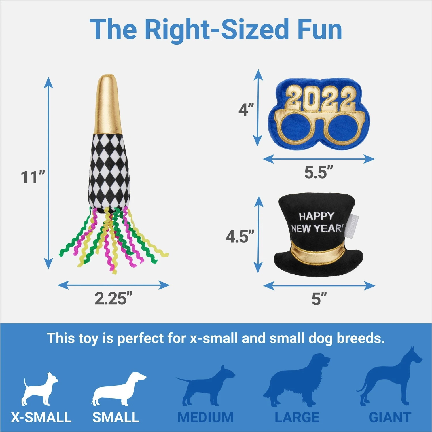 Frisco New Year's Eve Party Essentials Plush Squeaky Dog Toy - Image 2