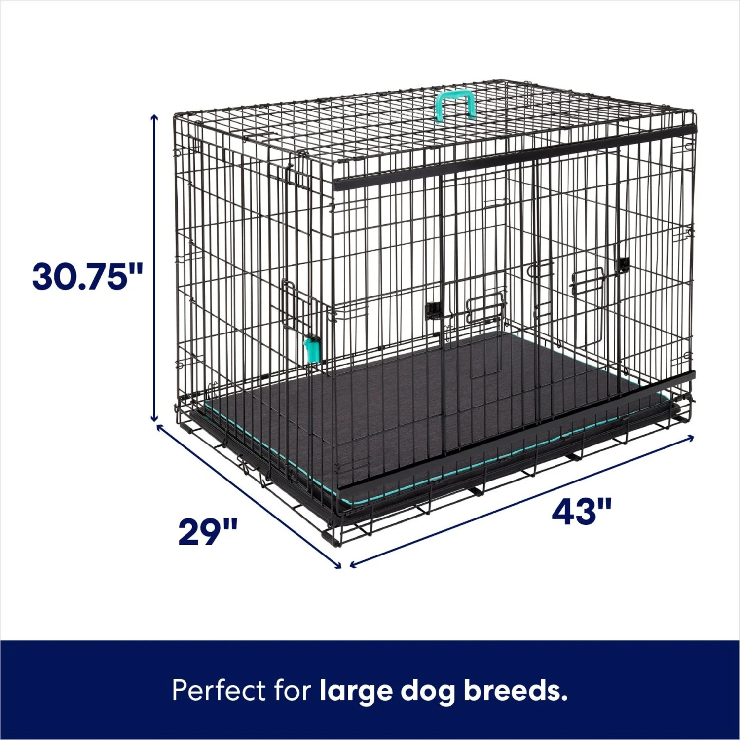 Frisco Heavy Duty Enhanced Lock Sliding Double Door Fold & Carry Wire Dog Crate & Mat Kit - Image 2