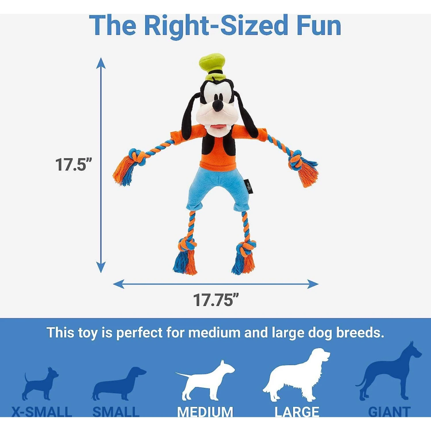 Disney Goofy Plush With Rope Squeaky Dog Toy & Disney Pluto Bottle Plush Squeaky Dog Toy - Image 3