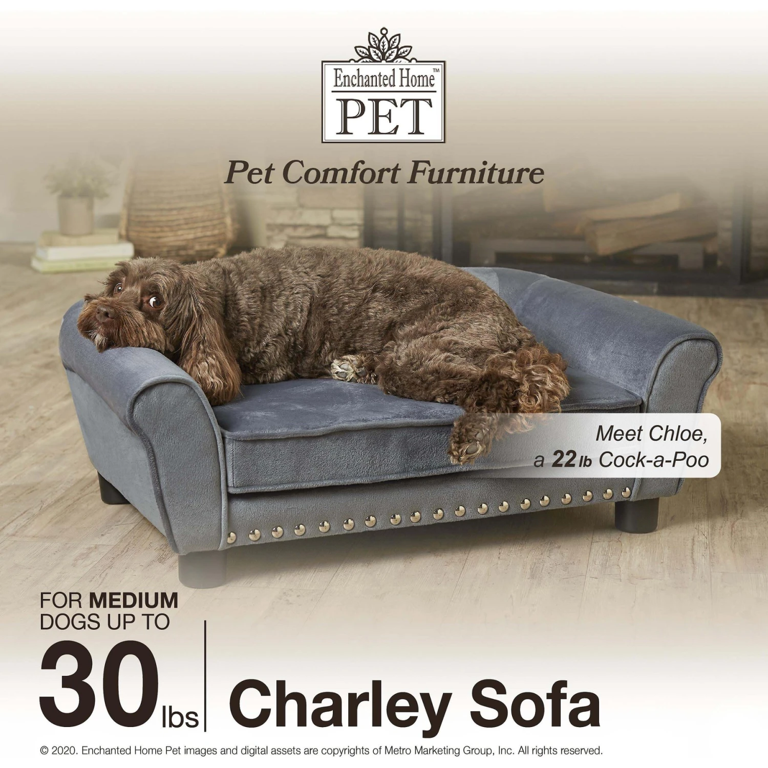 Enchanted Home Pet Charley Sofa Cat & Dog Bed With Removable Cover - Image 5