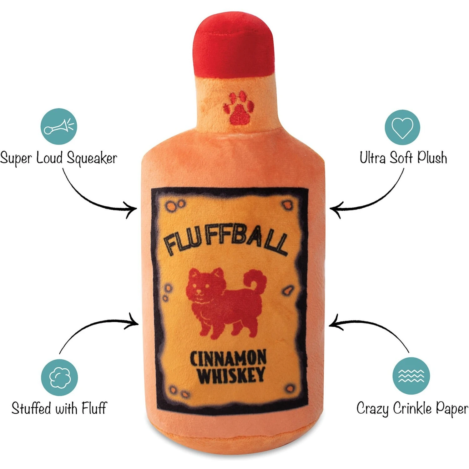 Pet Shop By Fringe Studio Fluffball Cinnamon Whisky Squeaky Plush Dog Toy - Image 2