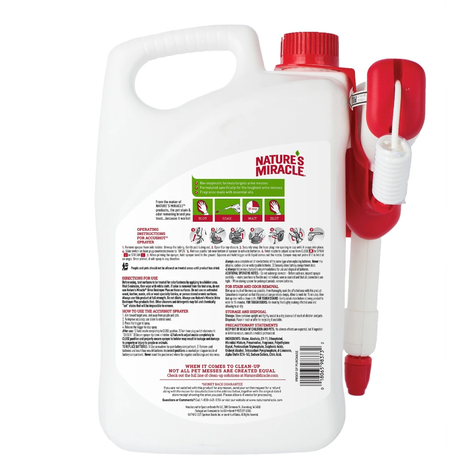 Nature's Miracle Dog Urine Destroyer Plus Enzymatic Formula Stain Remover, 1.3-gal Bottle - Image 2