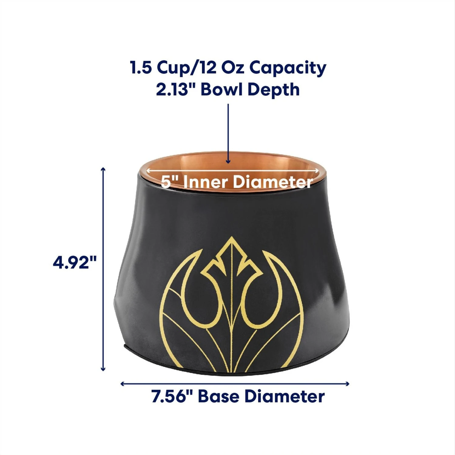 STAR WARS REBEL ICON Elevated Melamine Stainless Steel Dog & Cat Bowl, Black, 1.5 Cup - Image 2