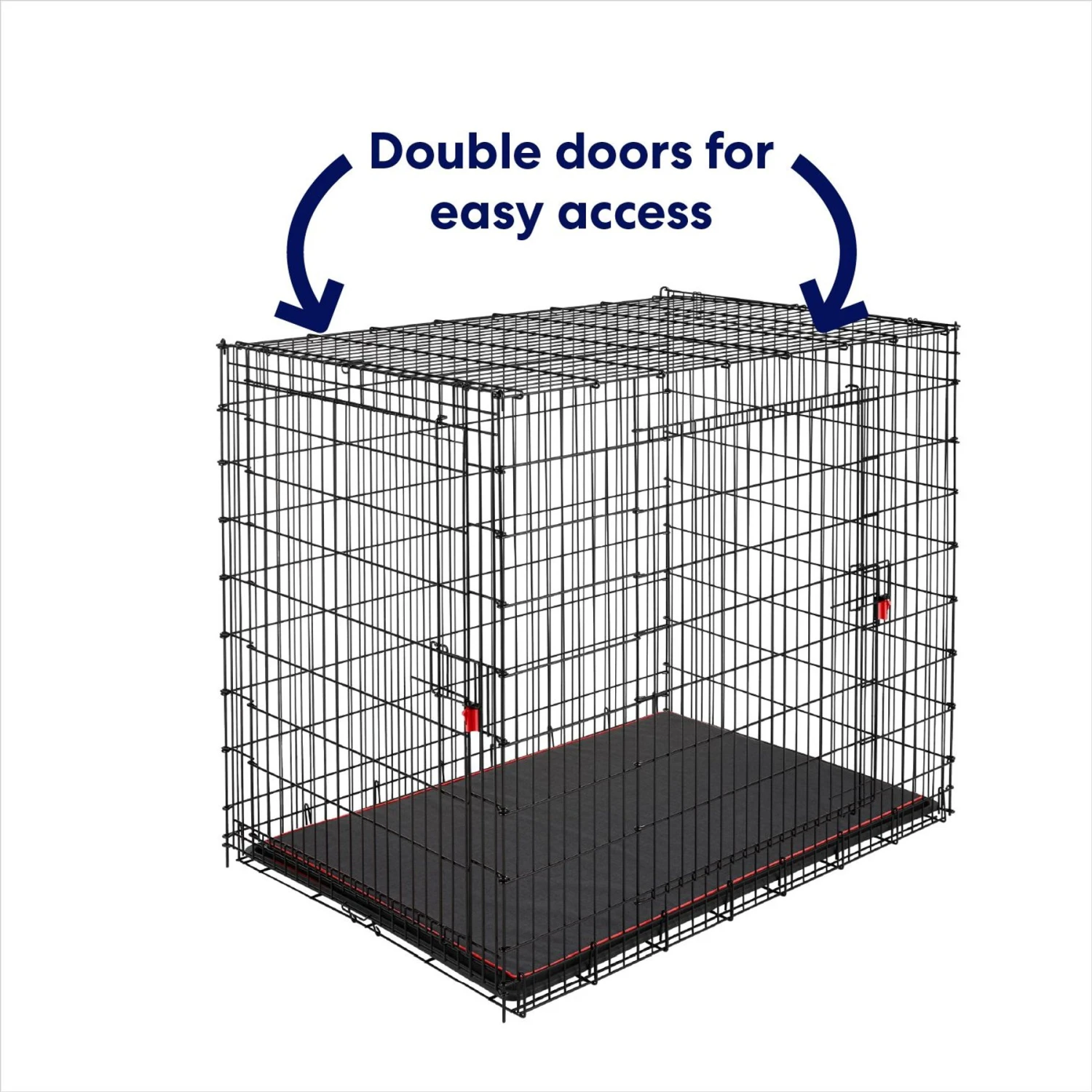 Frisco XX-Large Heavy Duty Enhanced Lock Double Door Wire Dog Crate, Fold & Carry Wire Dog Crate & Mat Kit, 54" - Image 4