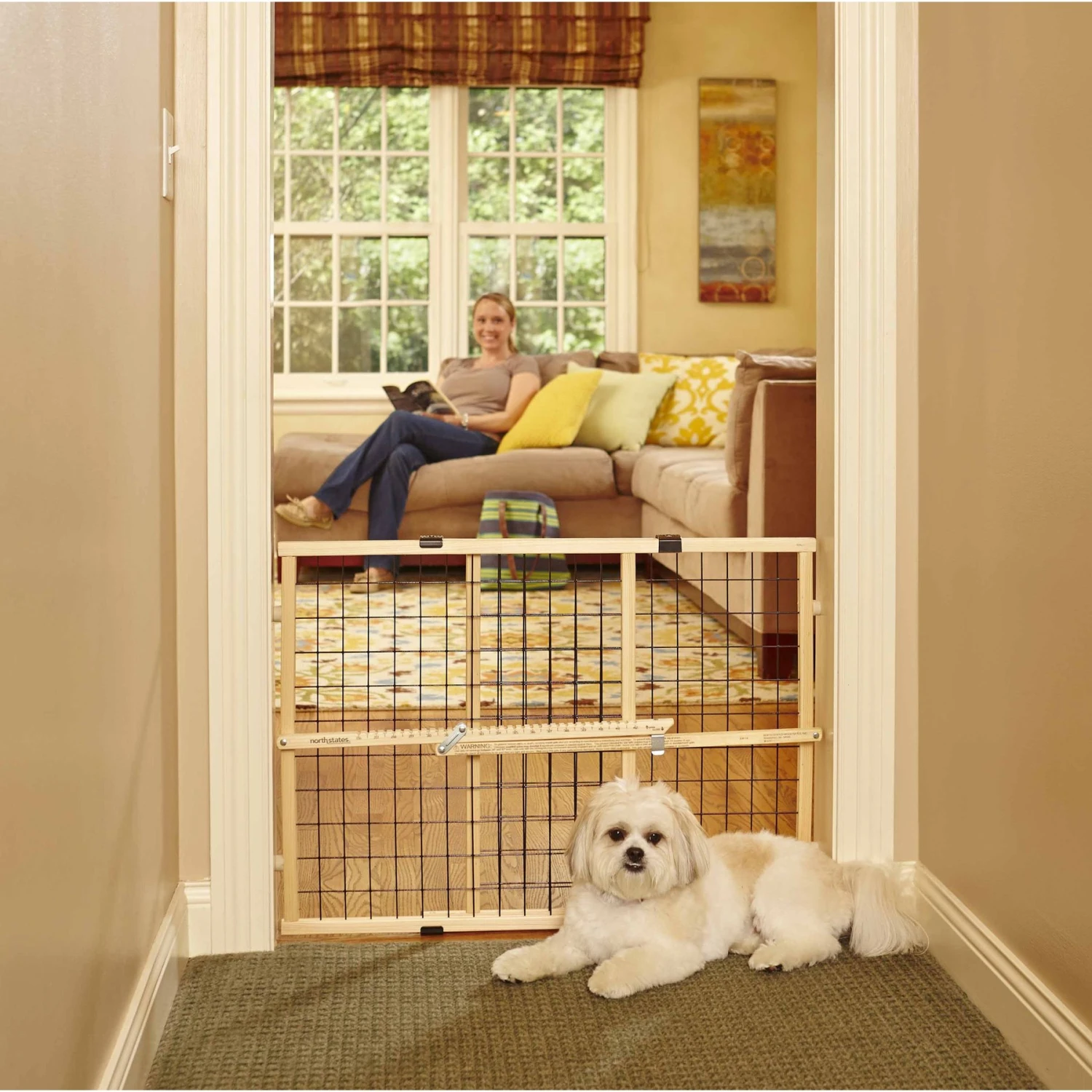MyPet Wire Mesh Dog Gate, 42-in, Wood