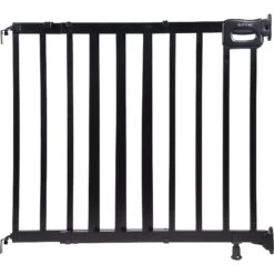 Summer Deluxe Stairway Simple To Secure Wooden Dog Gate, Black