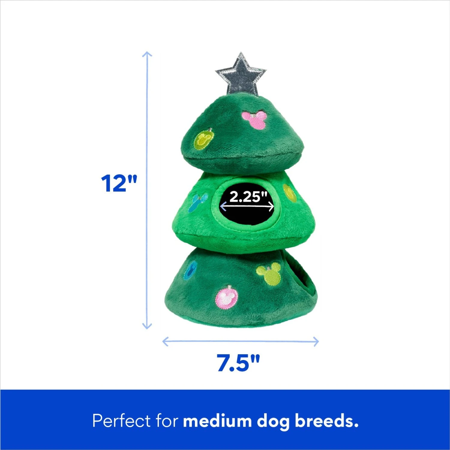 Disney Holiday Mickey & Friends Christmas Tree Hide & Seek Puzzle Plush Squeaky Dog Toy - Image 2