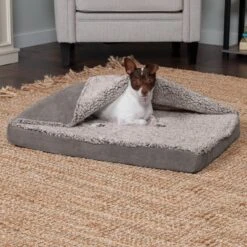 FurHaven Berber & Suede Blanket Top Memory Foam Cat & Dog Bed