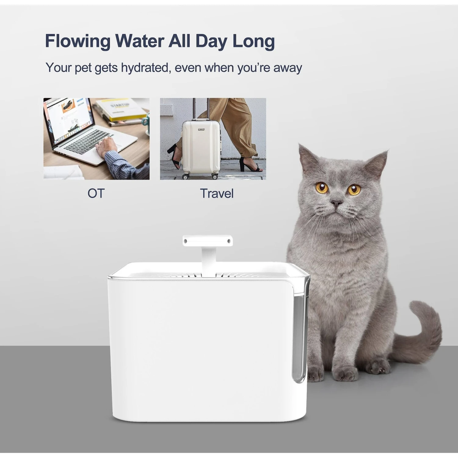 Petdiary Automatic Cat Water Fountain, White, Medium - Image 7