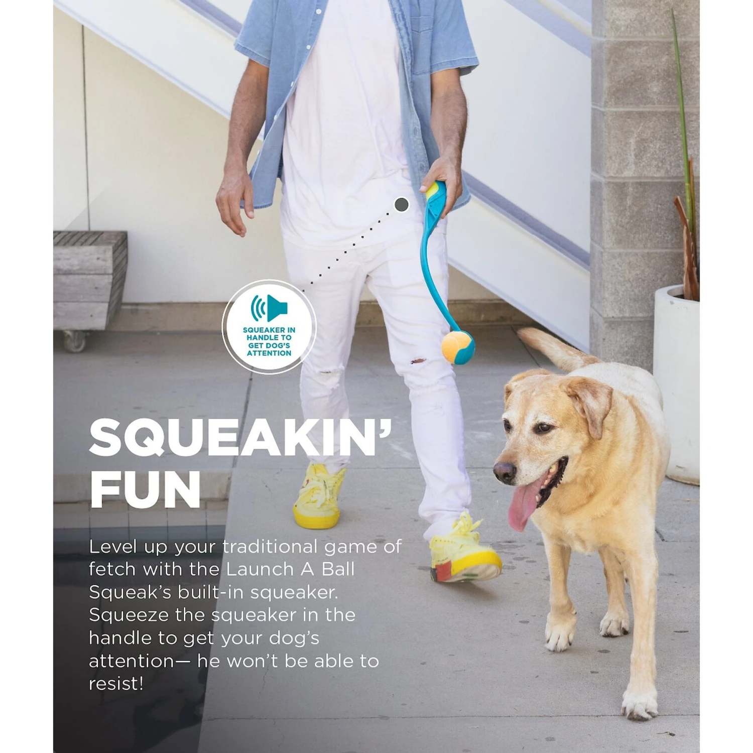 Outward Hound Launch A Ball Squeak Interactive Tennis Ball Launcher Dog Toy - Image 4