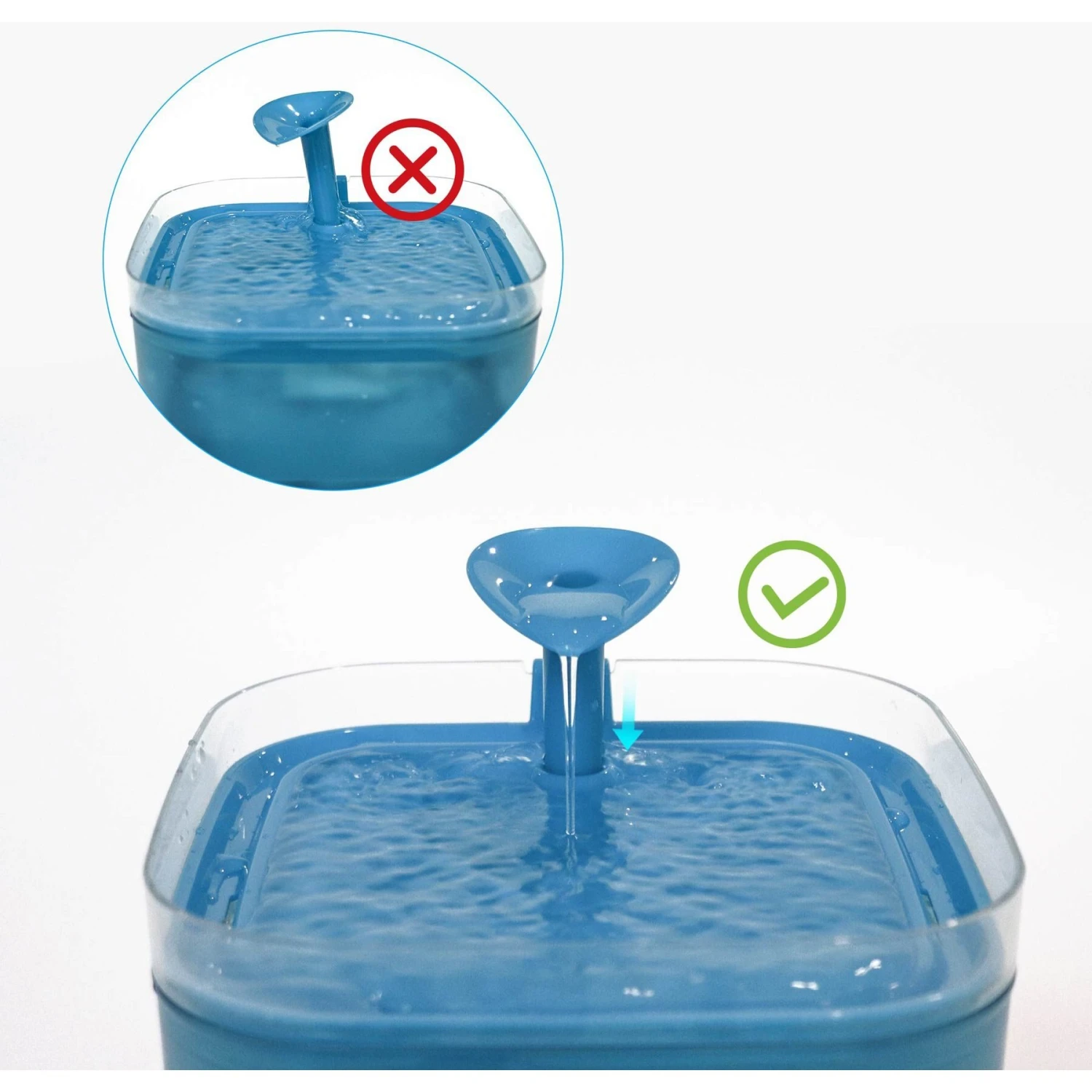 PATPET Triple Filter Ultra Quiet Pump Cat & Dog Water Fountain Dispenser, Blue, 75-oz - Image 6