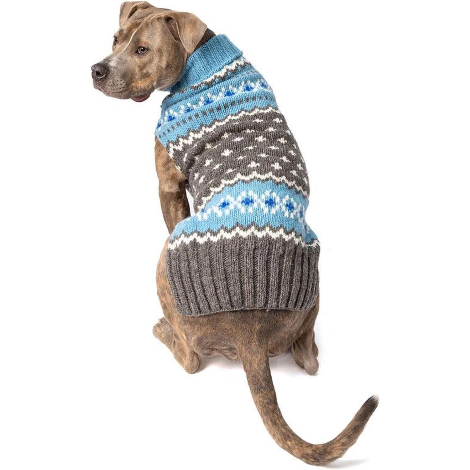 Chilly Dog Fairisle Wool Dog Sweater, Blue - Image 3