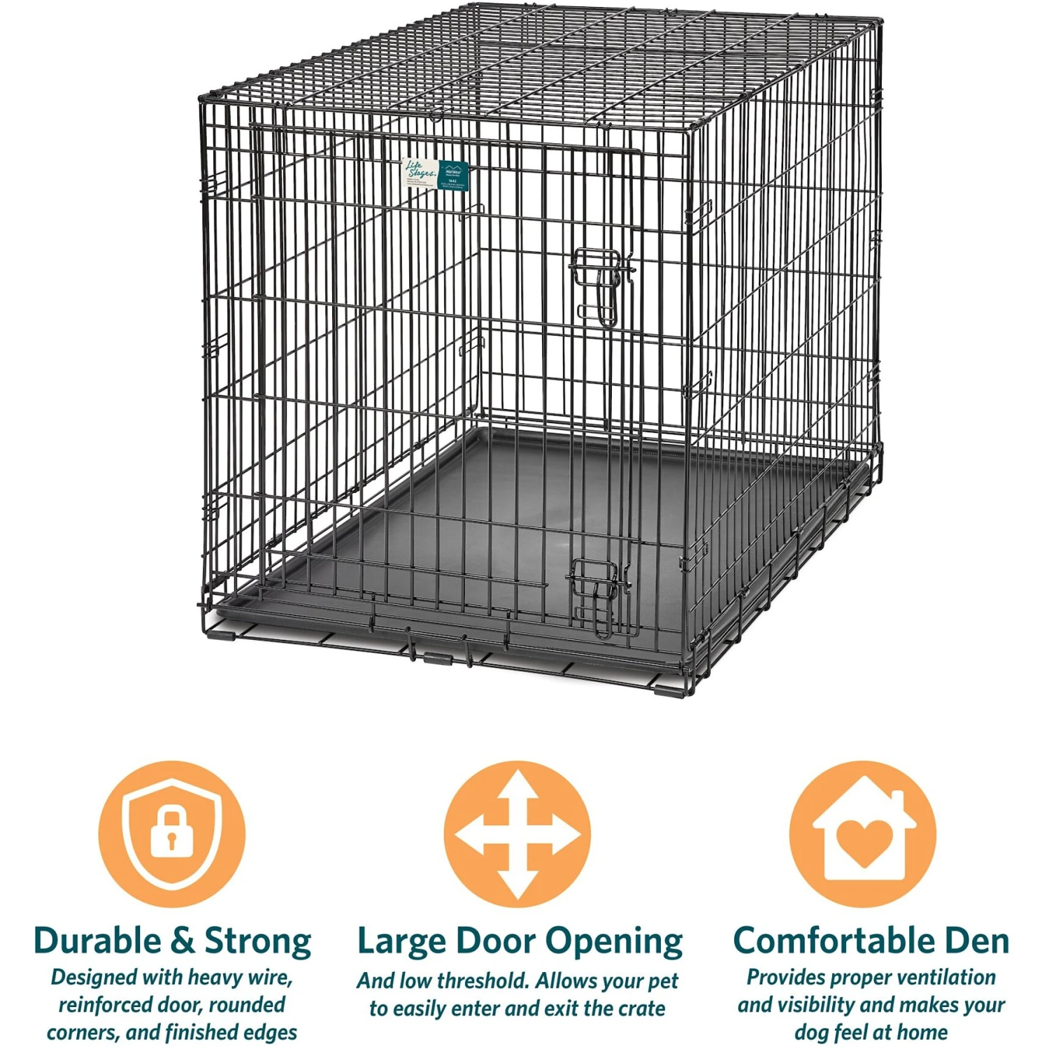 MidWest LifeStages Single Door Collapsible Wire Dog Crate - Image 7