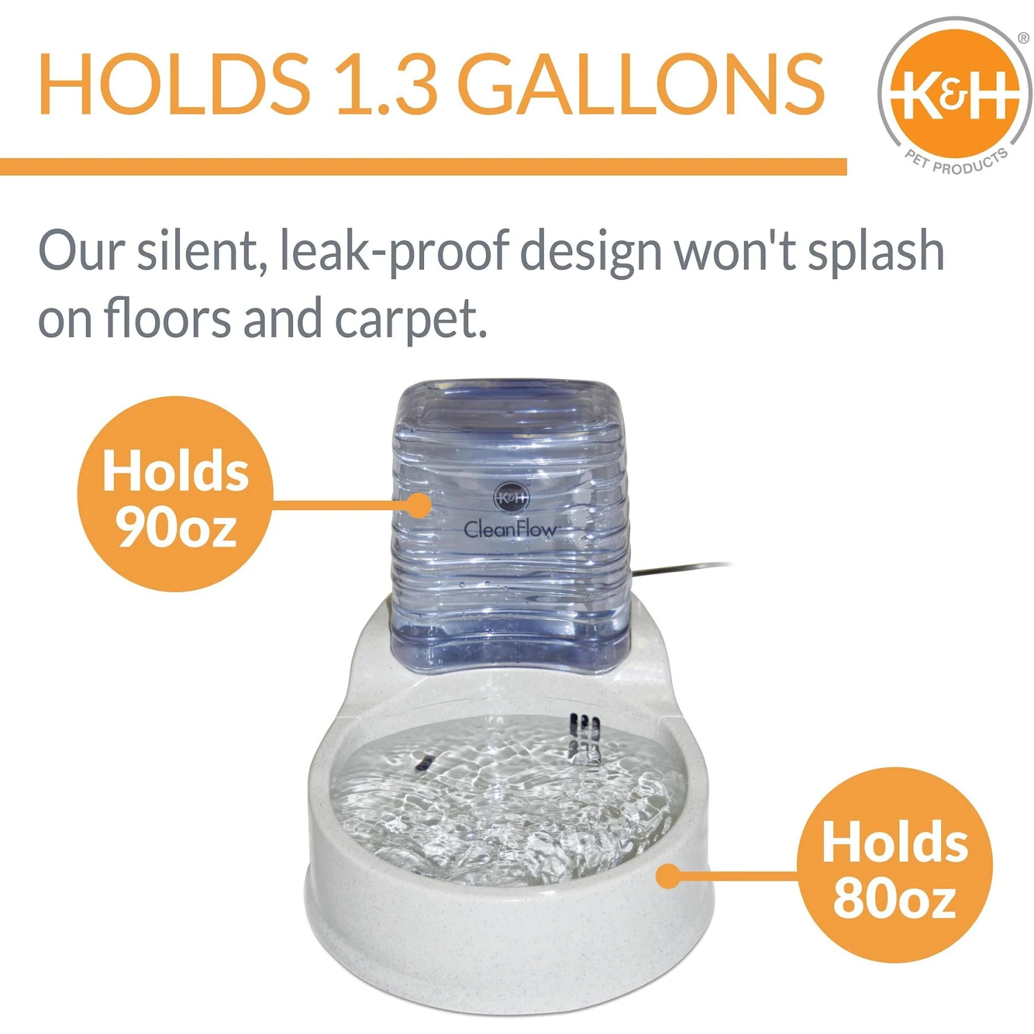 K&H Pet Products CleanFlow Filtered Water Dog Bowl, Small, 80-oz Bowl + 90-oz Reservoir - Image 2