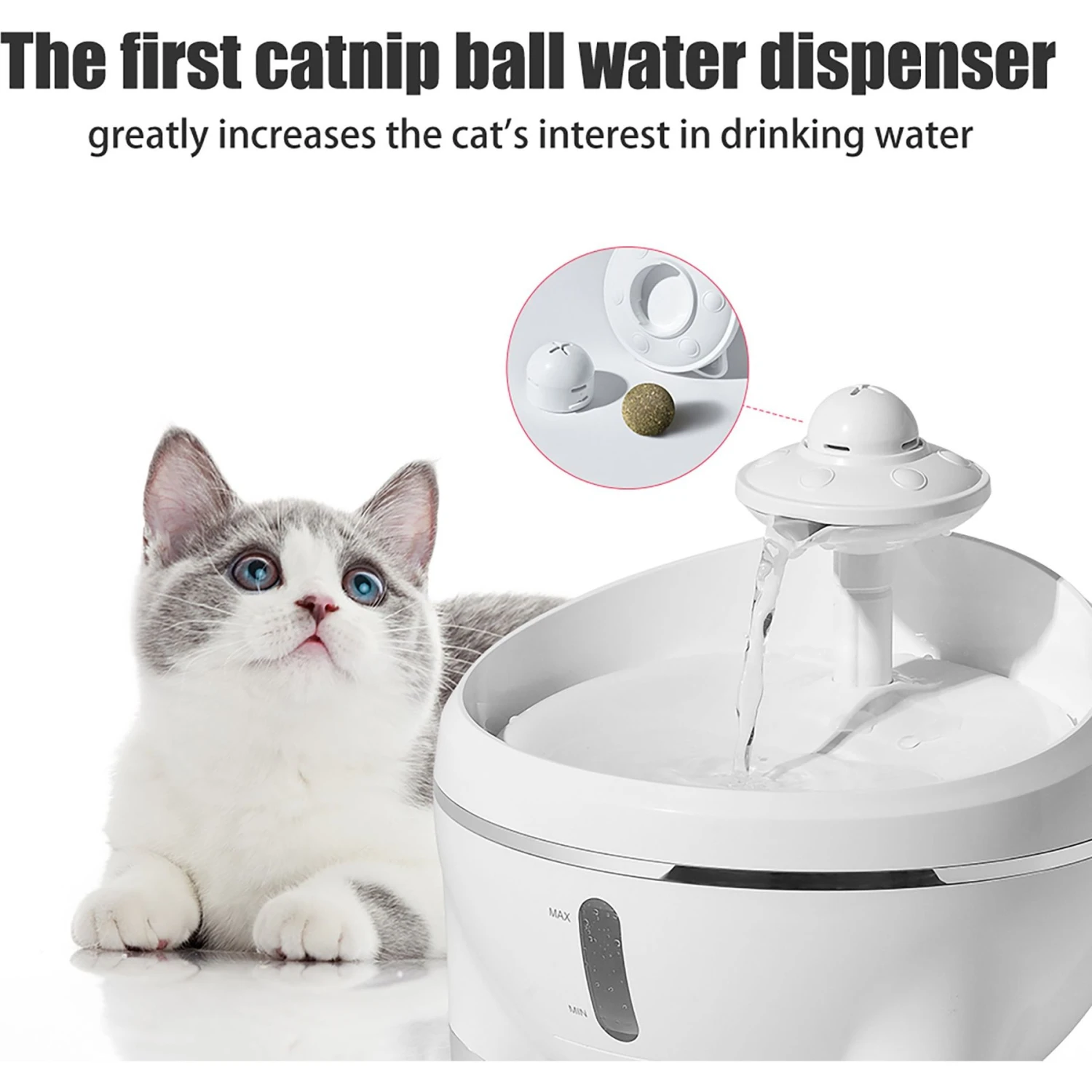 Petdiary Spaceship Ultra-Quiet Dog & Cat Water Fountain, 54.1-oz - Image 2